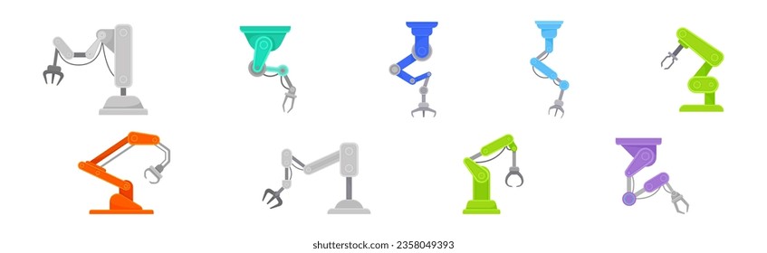 Robotic Mechanical Programmable Arm with Joints for Industrial Assembly Operation Vector Set