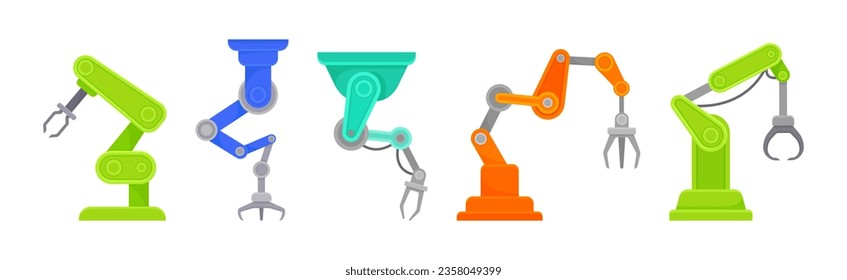 Robotic Mechanical Programmable Arm with Joints for Industrial Assembly Operation Vector Set