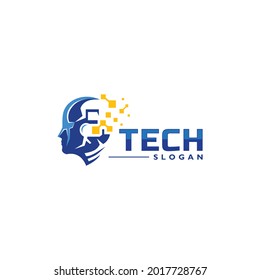 Robotic mind with futuristic science modern tech logo vector. Icon for digital data management. Apply to web site, business company brand, apps