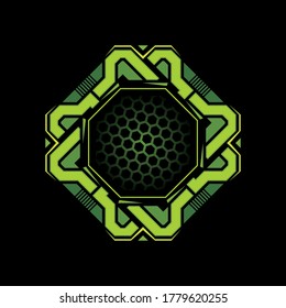 Robotic and modern abstract background illustration. Industrial 4.0 technology. Gaming icon.