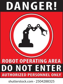 Vector de aviso de advertencia de área de operación robótica