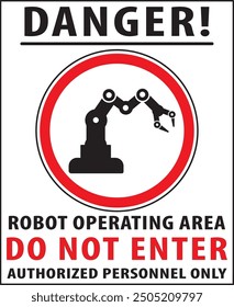 Robotic operating area warning sign notice vector