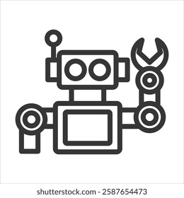 Robotic Outline Icon Vector Illustration
