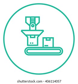 Robotic packaging line icon.