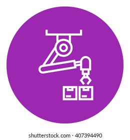 Robotic packaging line icon.