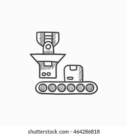 Robotic packaging vector sketch icon isolated on background. Hand drawn Robotic packaging icon. Robotic packaging sketch icon for infographic, website or app.