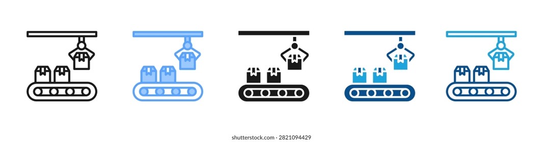 Robotic Packaging web icon with multiple style collection