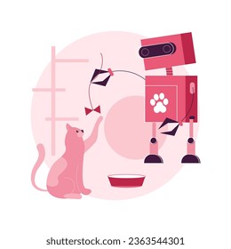 Robotic pet sitters abstract concept vector illustration. Pet sitter robot, interactive entertainment, keep an eye on, home animal care robotic solution, smart control service abstract metaphor.