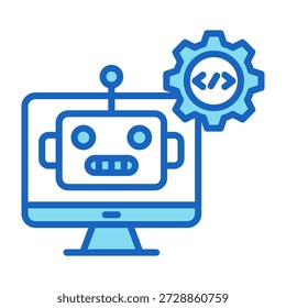 Ícone de Automação de Processo Robótico Cor Azul Estilo Ilustração de Vetor