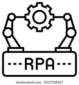 Ilustración de vector de línea de icono de automatización de procesos robóticos