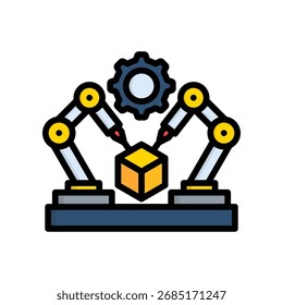 Ilustração de vetor de cor linear de ícone de automação de processo robótico