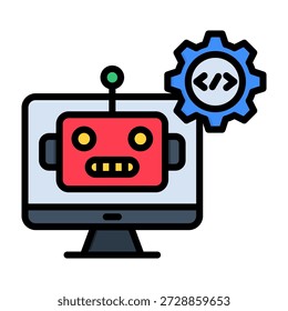 Robotic Process Automation Icon Lineal Color Style Vector Illustration