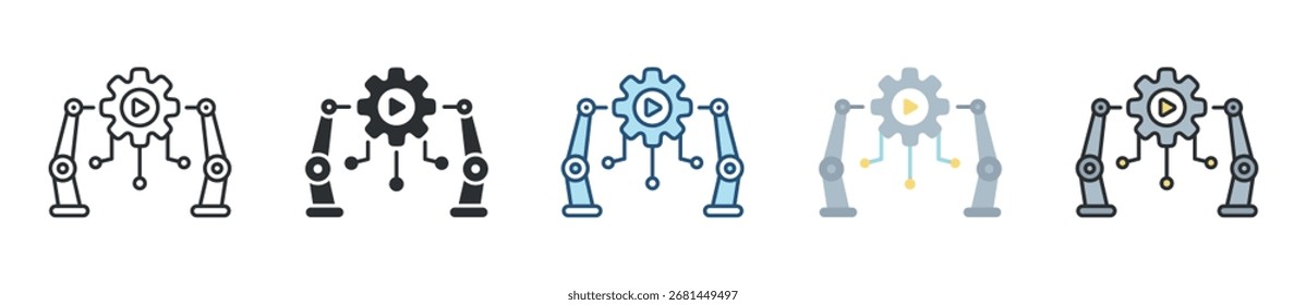 Robotic Process Automation Icon Set Multiple Style Collection