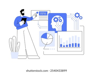 Robotic process automation isolated cartoon vector illustrations. Person choosing RPA mode, artificial intelligence industry, workflow organization, big data, machine learning vector cartoon.