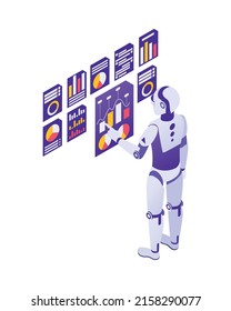 Robotic process automation isometric composition with isolated futuristic electronic icons vector illustration