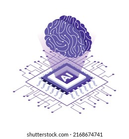 Robotic process automation isometric composition with isolated futuristic electronic icons vector illustration