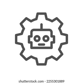 Esquema de icono y vector lineal de automatización de procesos robóticos.