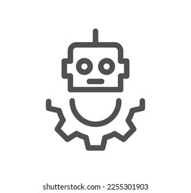 Esquema de icono y vector lineal de automatización de procesos robóticos.