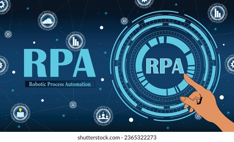 Ilustración conceptual de la automatización de procesos robóticos (RPA) 