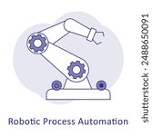 Robotic Process Automation (RPA) Icon: AI Automation, Process Optimization, Workflow Automation, Business Efficiency with editable stroke.