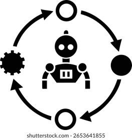 Símbolo de automatización de procesos robóticos que representa soluciones de tecnología digital moderna