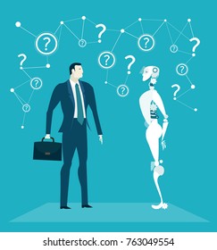 Robotic Process Automatisation, RPA concept. New era in business. Humans vs Robot
