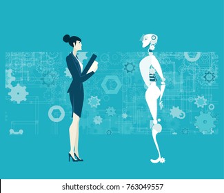 Robotic Process Automatisation, RPA concept. New era in business. Humans vs Robot