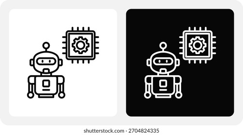 Roboterprozess   Dual-Schwarzweiß-Symbolsatz