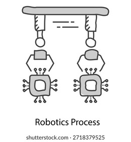 Símbolo de processo robótico com fluxo de trabalho automatizado inteligente para sistemas empresariais modernos