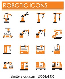 Robotic production icon on background for graphic and web design. Simple illustration. Internet concept symbol for website button or mobile app.