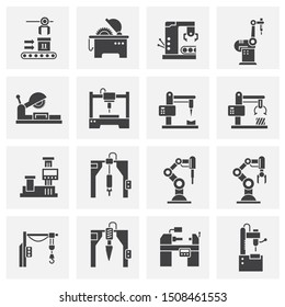 Robotic production icon on background for graphic and web design. Simple illustration. Internet concept symbol for website button or mobile app.