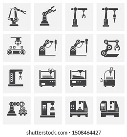 Robotic production icon on background for graphic and web design. Simple illustration. Internet concept symbol for website button or mobile app.