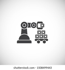 Robotic production icon on background for graphic and web design. Simple illustration. Internet concept symbol for website button or mobile app.