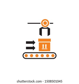 Robotic production icon on background for graphic and web design. Simple illustration. Internet concept symbol for website button or mobile app.