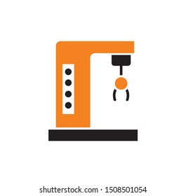 Robotic production icon on background for graphic and web design. Simple illustration. Internet concept symbol for website button or mobile app.