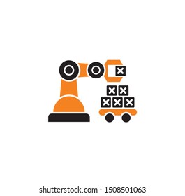 Robotic production icon on background for graphic and web design. Simple illustration. Internet concept symbol for website button or mobile app.