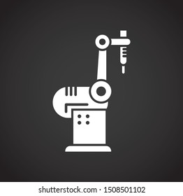 Robotic production icon on background for graphic and web design. Simple illustration. Internet concept symbol for website button or mobile app.