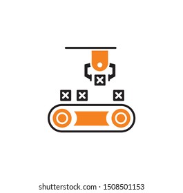 Robotic production icon on background for graphic and web design. Simple illustration. Internet concept symbol for website button or mobile app.