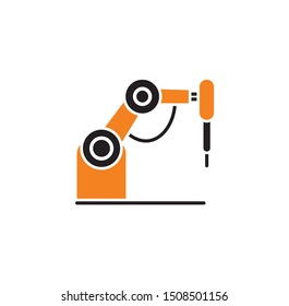 Robotic production icon on background for graphic and web design. Simple illustration. Internet concept symbol for website button or mobile app.