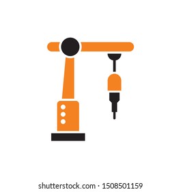 Robotic production icon on background for graphic and web design. Simple illustration. Internet concept symbol for website button or mobile app.
