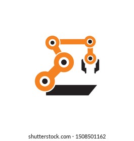 Robotic production icon on background for graphic and web design. Simple illustration. Internet concept symbol for website button or mobile app.