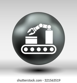 robotic production icon vector button logo symbol concept..
