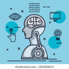 robotic profile artificial intelligence icons