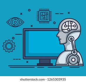 robotic profile artificial intelligence icons