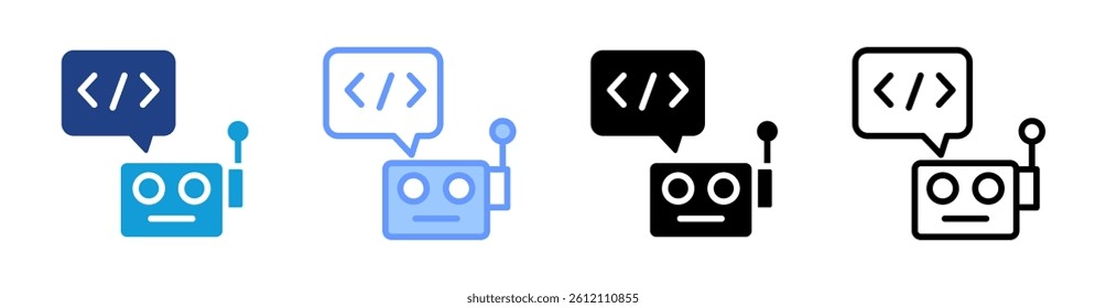 Robotic Programmer icon set multiple style collection