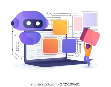 Kit de programação robótica para crianças conceito abstrato vetor ilustração. Kit de robótica educacional permite que crianças construam e codifiquem robôs simples usando software baseado em blocos. metáfora abstrata.