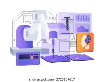Robotic Screw Driving abstract concept vector illustration. Automated screw-driving station tightens thousands of screws per hour on an electronics line. abstract metaphor.