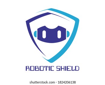 Robotic shield symbol logo template vector, Vector shield icon, robot shield protection logo.