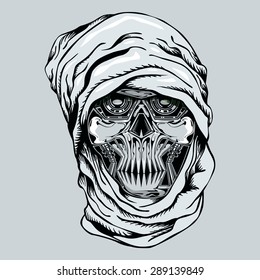 Robotic Skull with Head Scarf Dakar Adventure Cyborg Machine