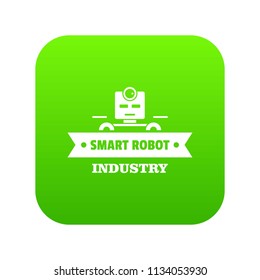 Robotic smart icon green vector isolated on white background